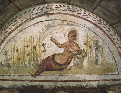 Wall painting from the Catacombs of Via Latina, Rome by Roman